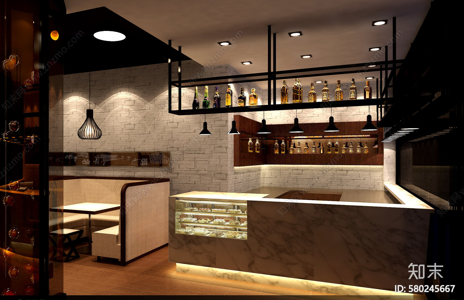 咖啡餐饮会所店cad施工图下载【ID:580245667】
