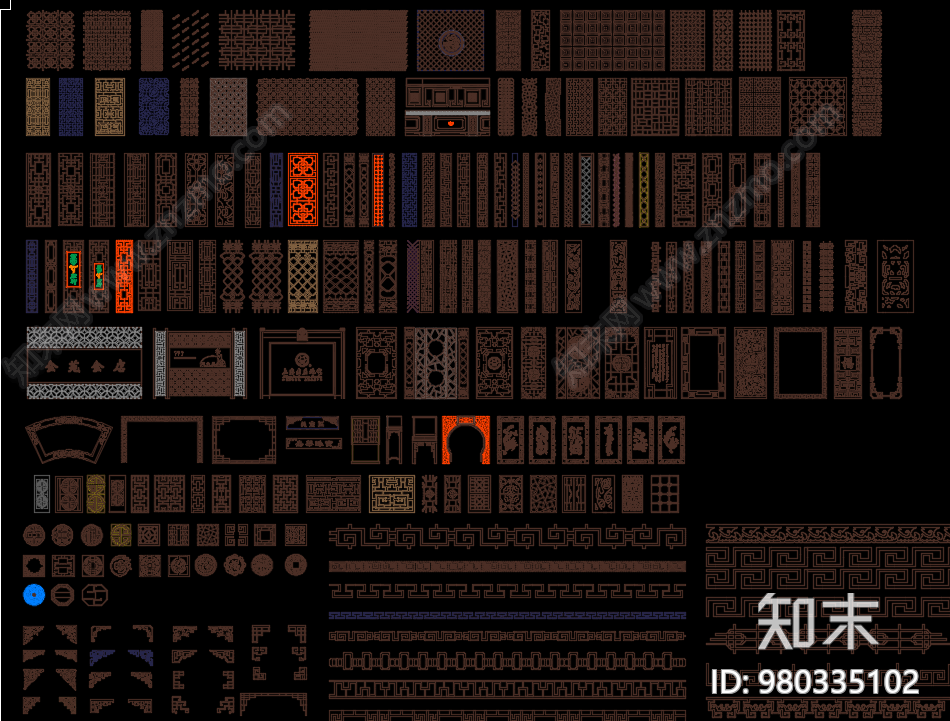 中式CAD平立面图块施工图下载【ID:980335102】