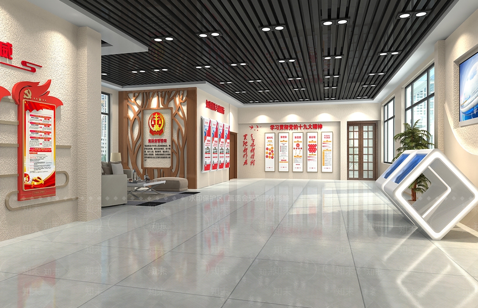 现代司法党建展厅3D模型下载【ID:580388480】