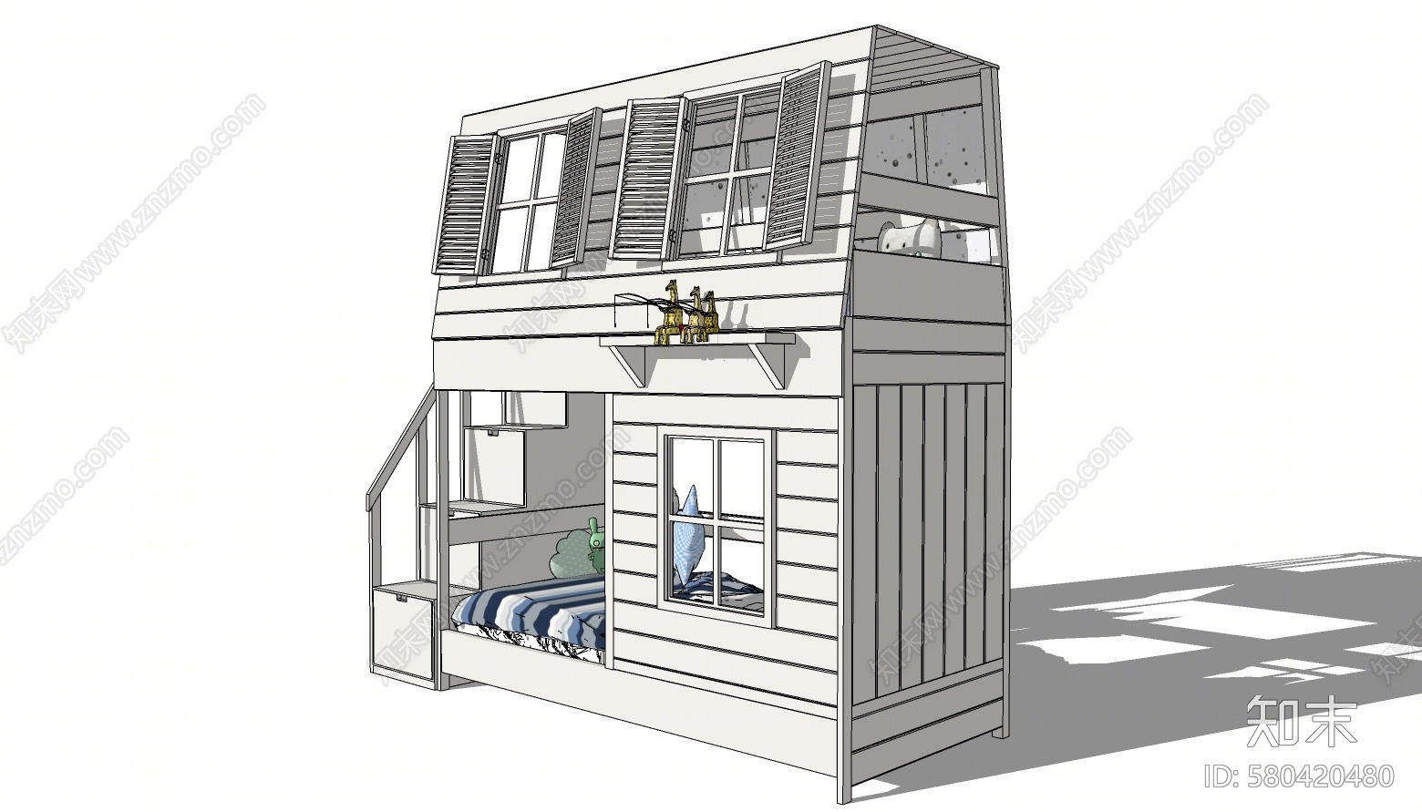 现代双层床SU模型下载【ID:580420480】