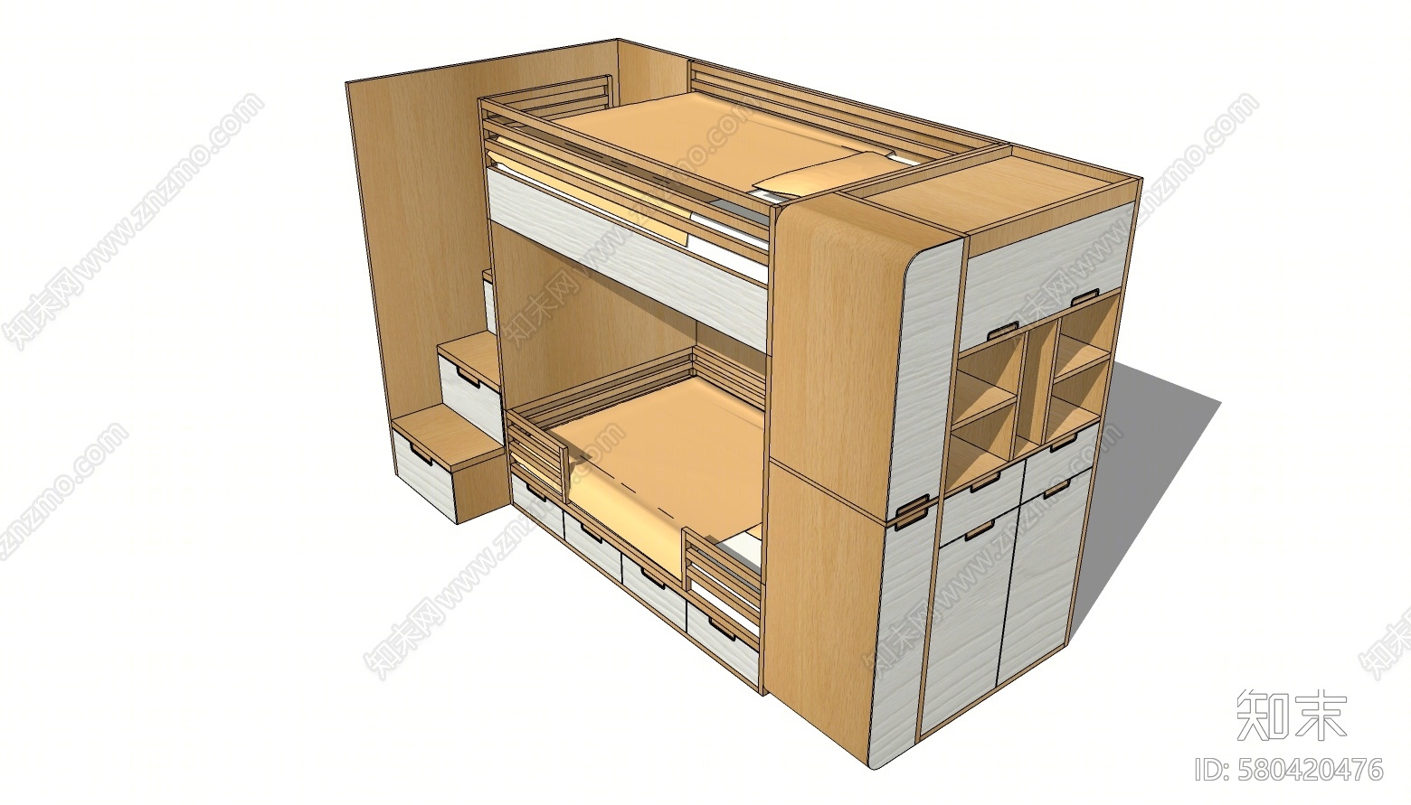 现代双层床SU模型下载【ID:580420476】