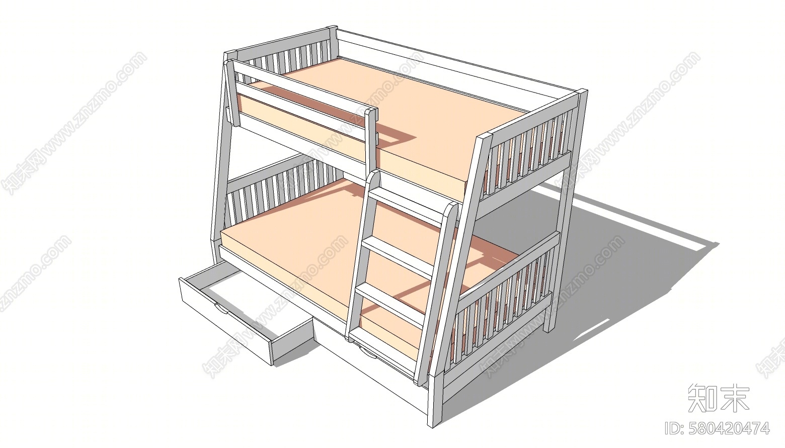 现代双层床SU模型下载【ID:580420474】