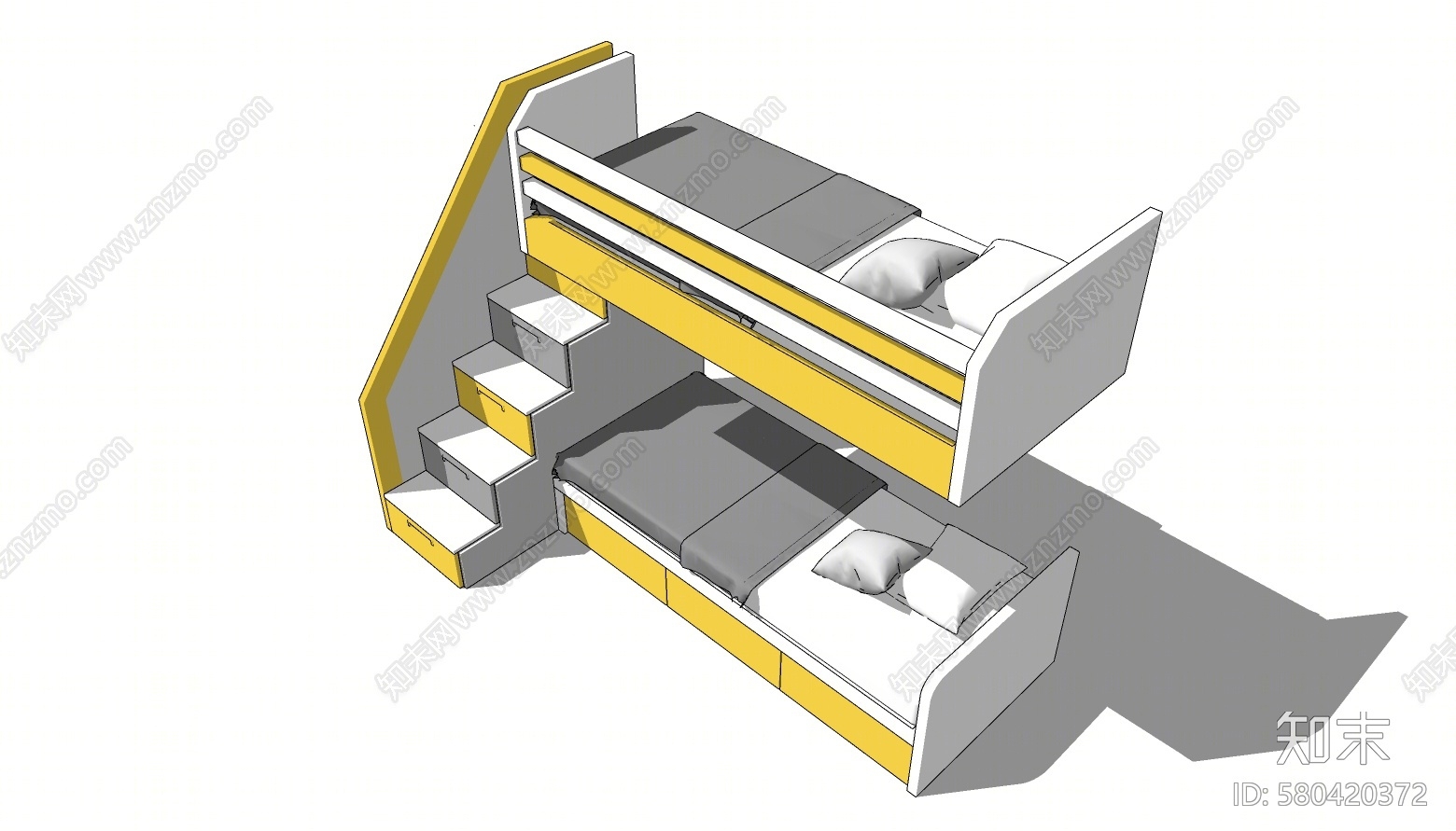 现代双层床SU模型下载【ID:580420372】
