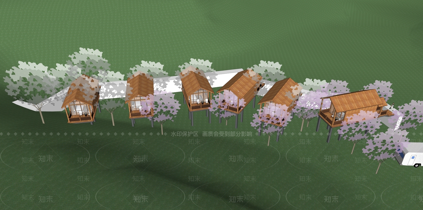 现代风格亭子SU模型下载【ID:480422815】