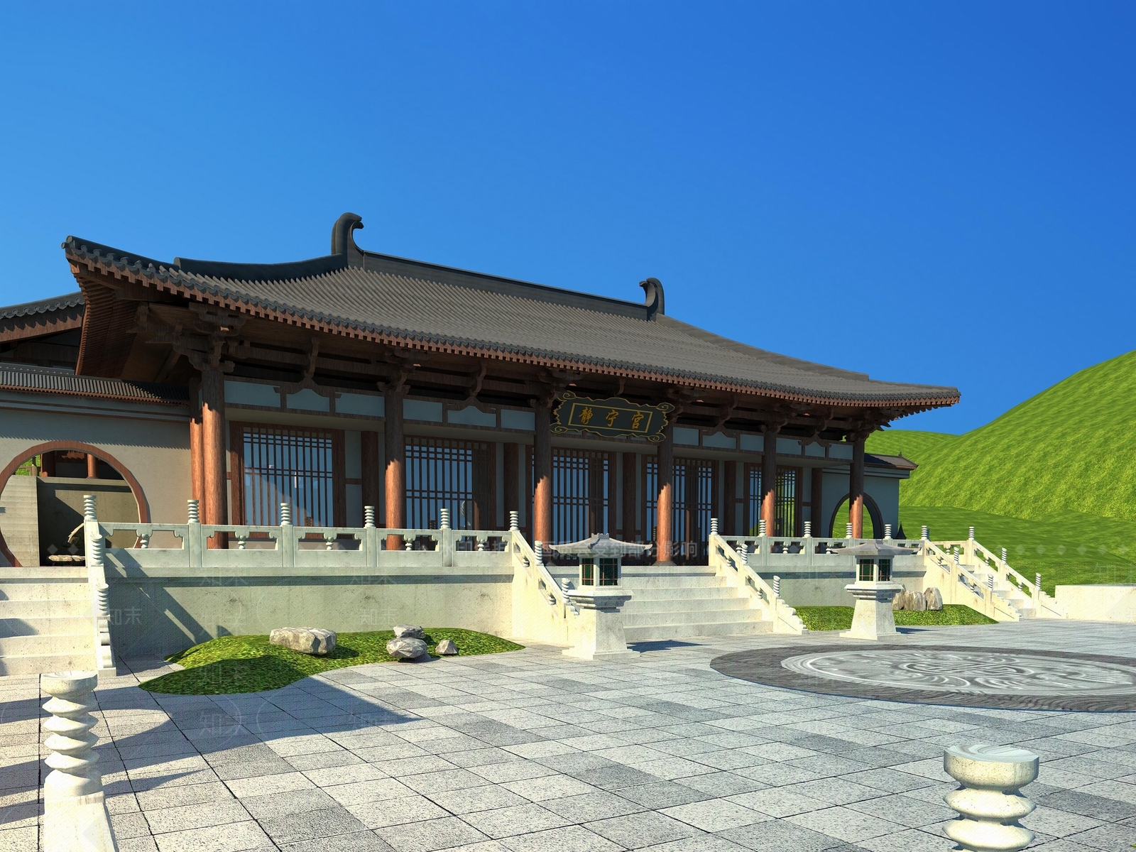 中式古建筑外观3D模型下载【ID:280438897】