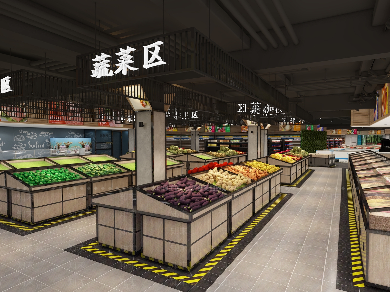 工业风超市3D模型下载【ID:580450305】