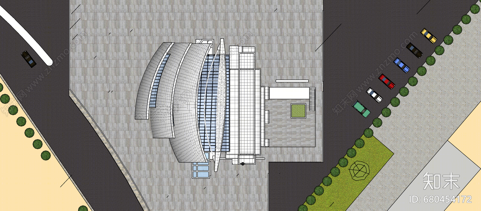 现代教堂SU模型下载【ID:680454172】