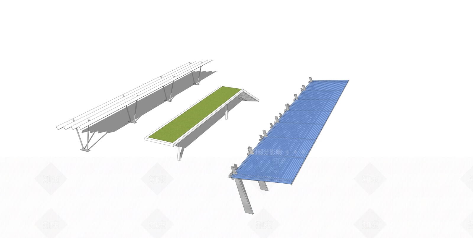 现代廊架SU模型下载【ID:480473735】
