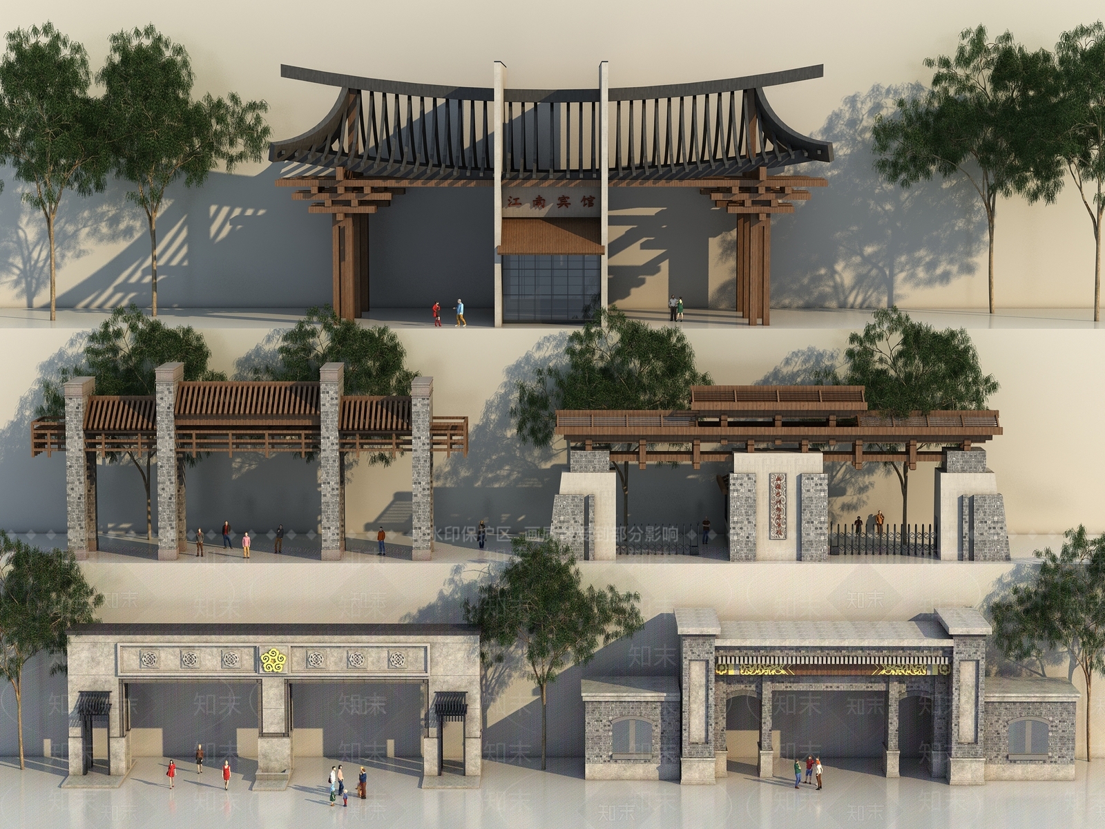中式牌坊3D模型下载【ID:380478486】