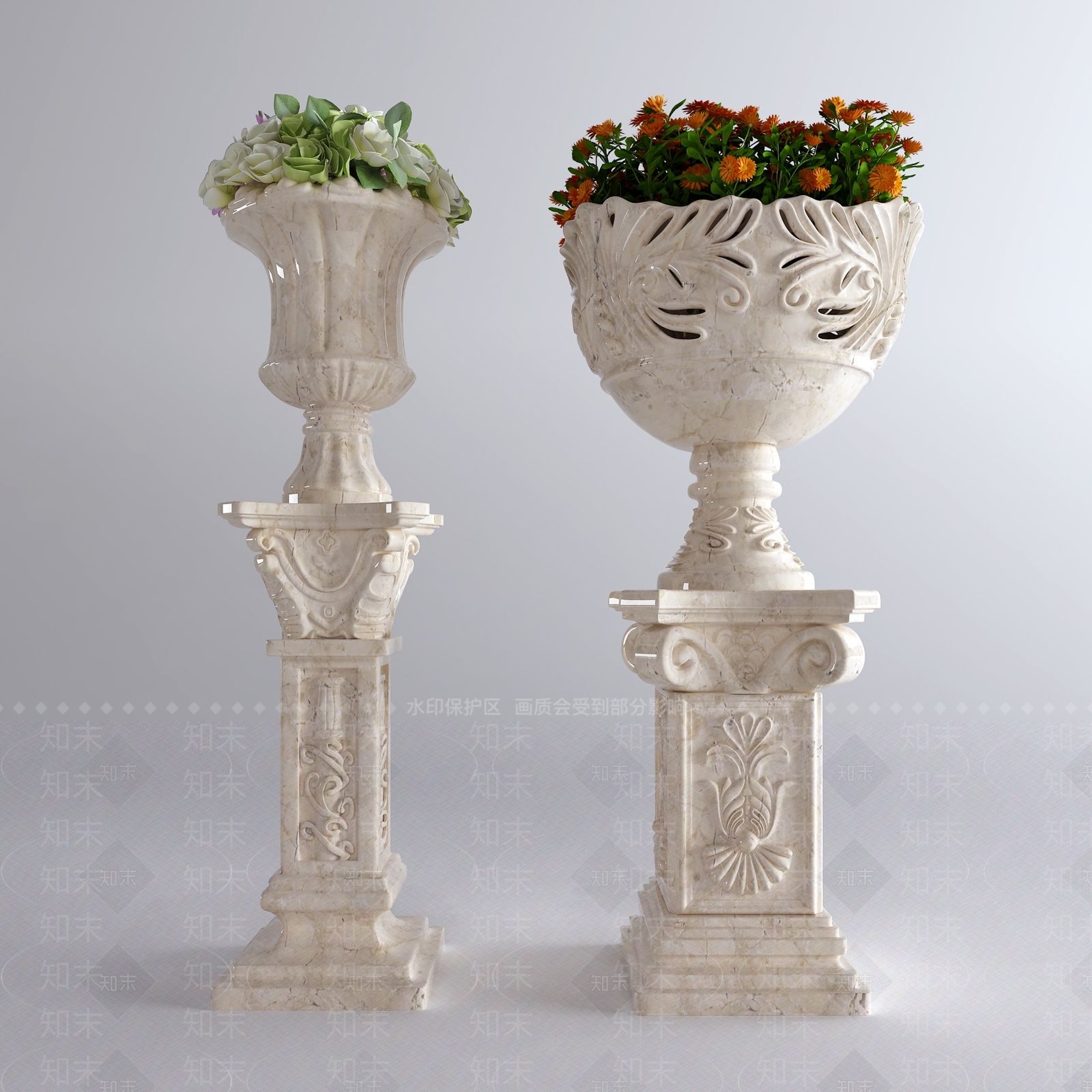 简欧花钵3D模型下载【ID:380479857】