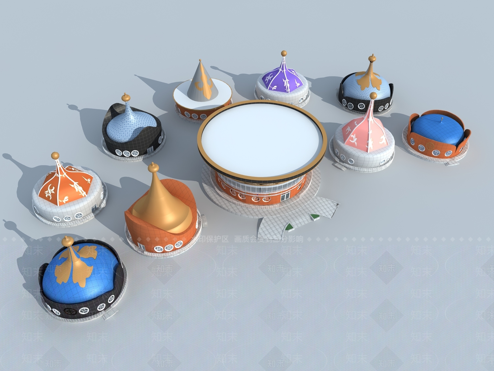 新中式蒙古包3D模型下载【ID:580486464】