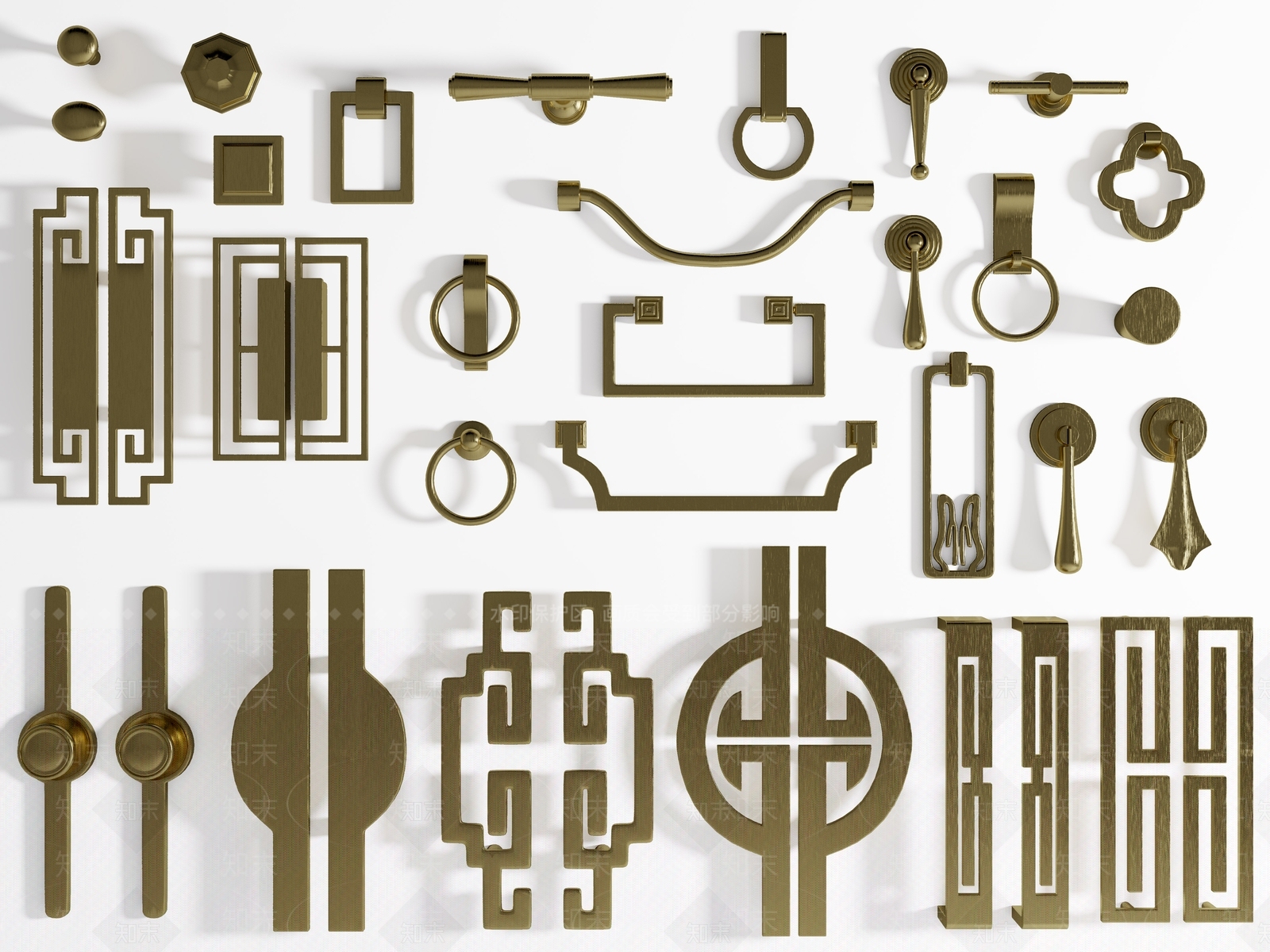 新中式五金拉手3D模型下载【ID:280511092】