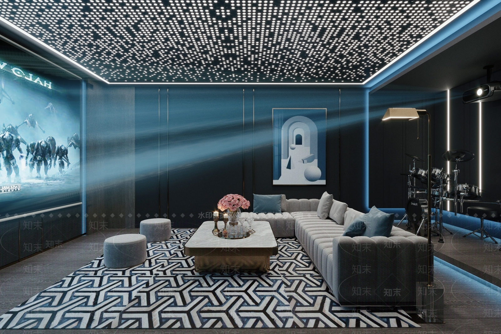 现代影音室3D模型下载【ID:880523971】
