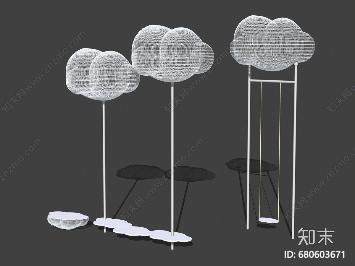 现代云朵雕塑SU模型下载【ID:680603671】