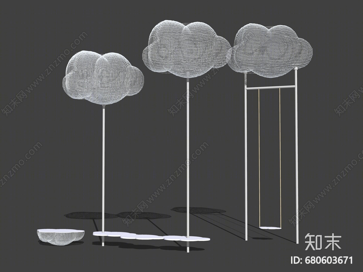 现代云朵雕塑SU模型下载【ID:680603671】