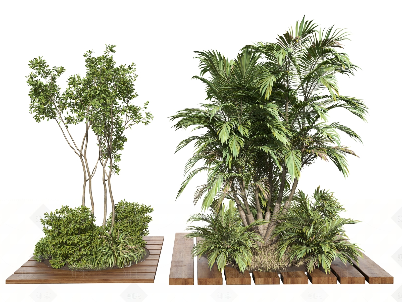 现代植物堆3D模型下载【ID:380611644】