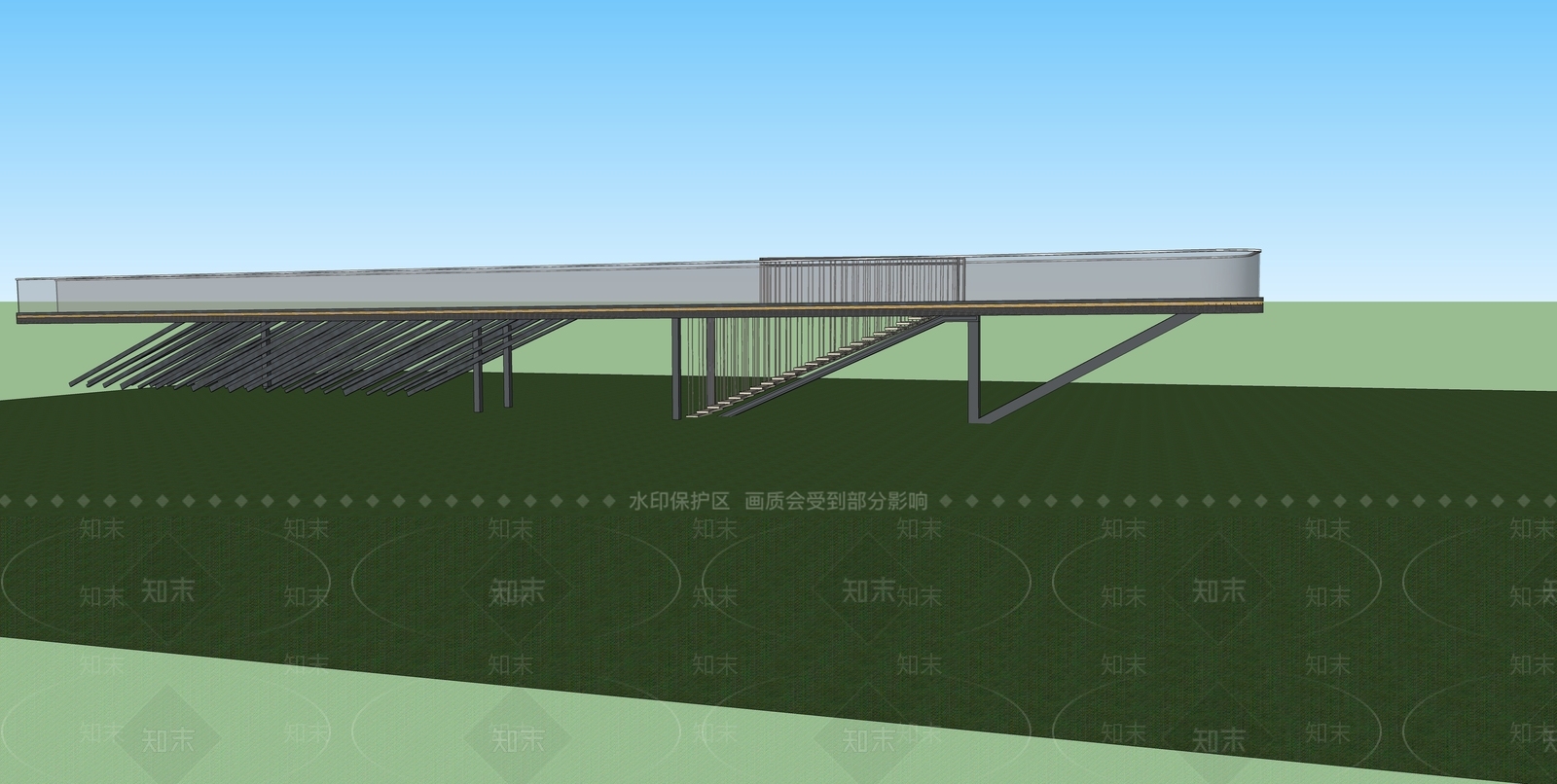 现代风格大桥SU模型下载【ID:680617692】