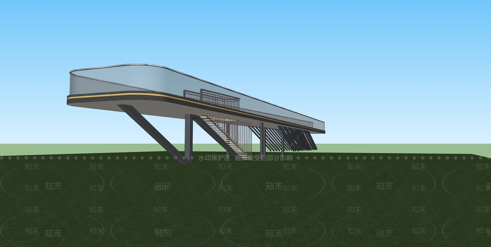 现代风格大桥SU模型下载【ID:680617692】
