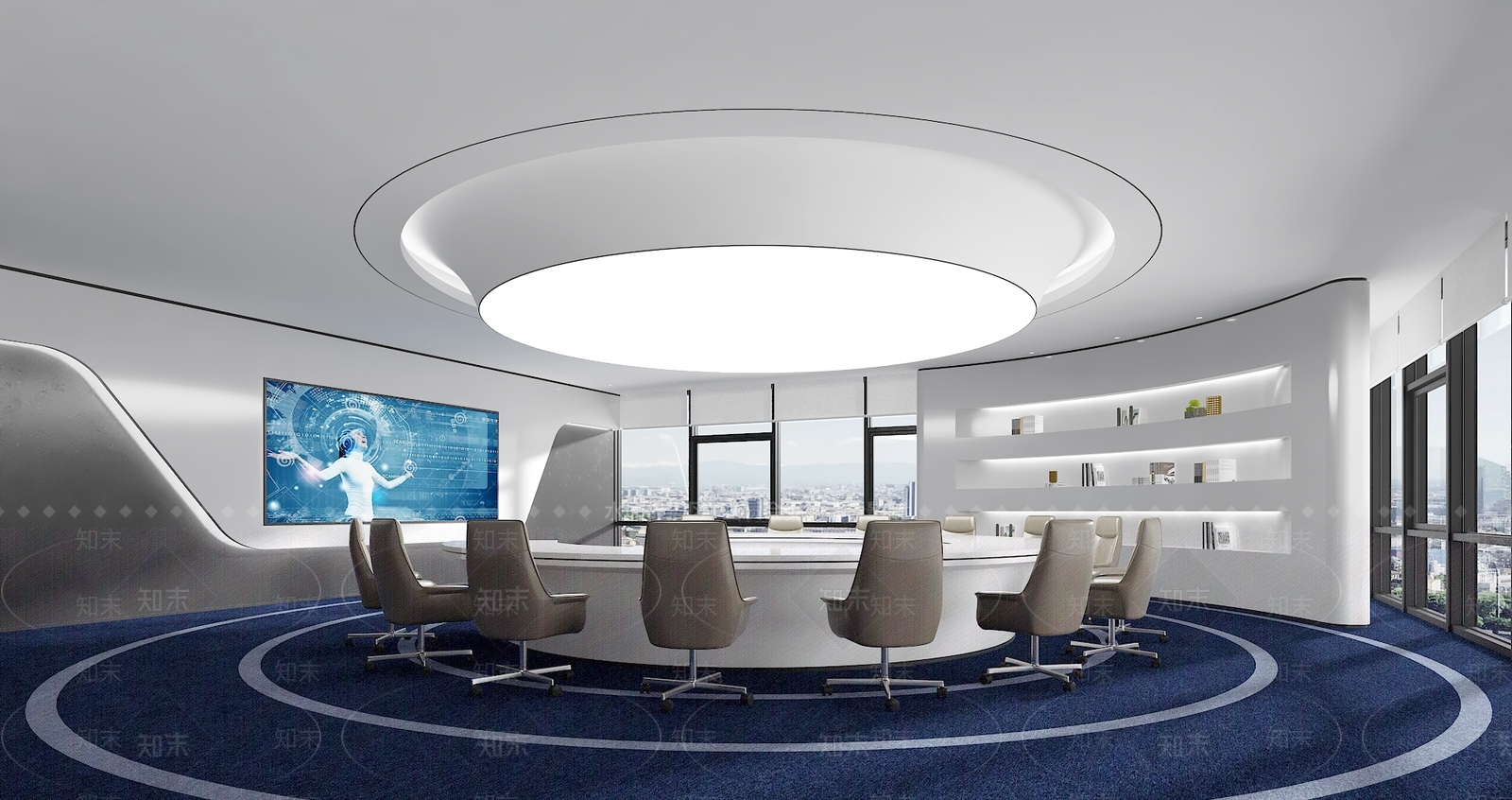 现代圆形会议室3D模型下载【ID:780624865】