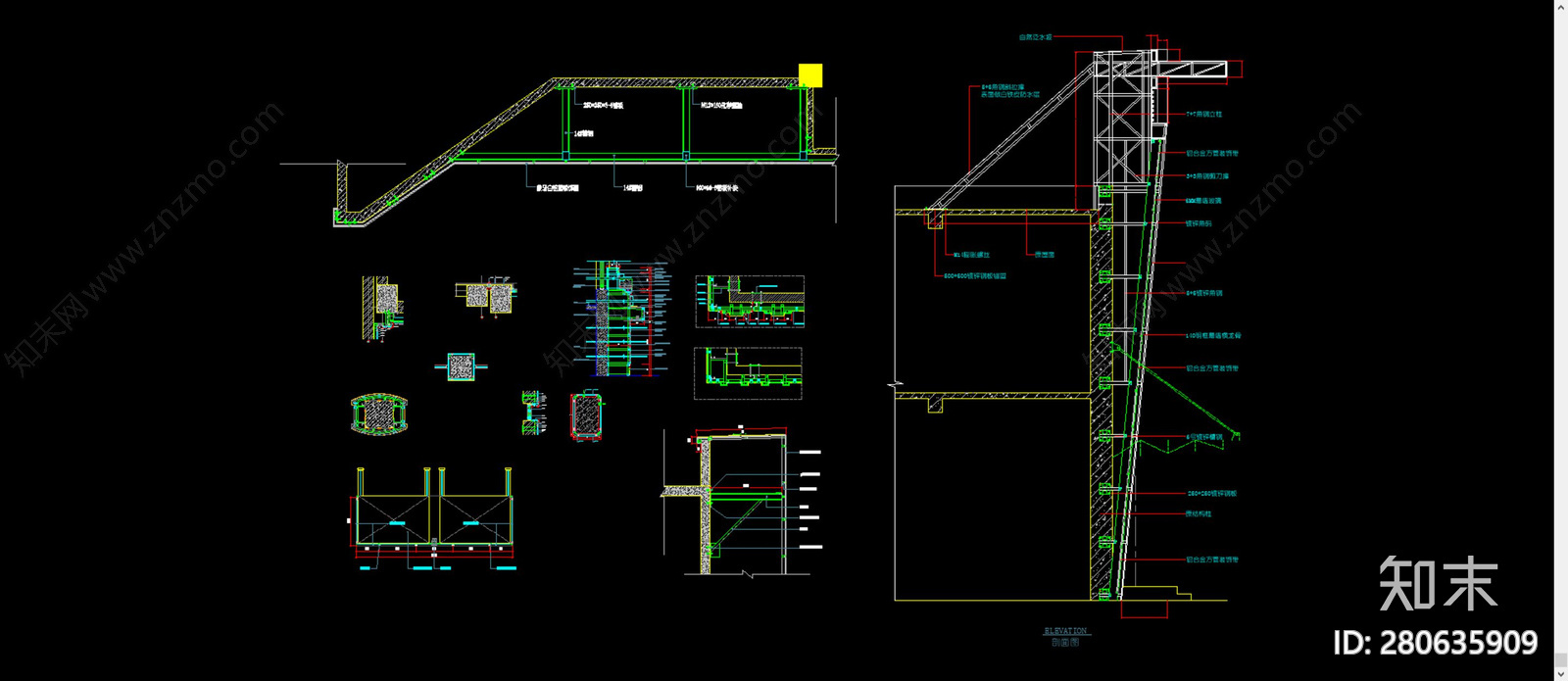 铝塑板铝板干挂节点施工图下载【ID:280635909】