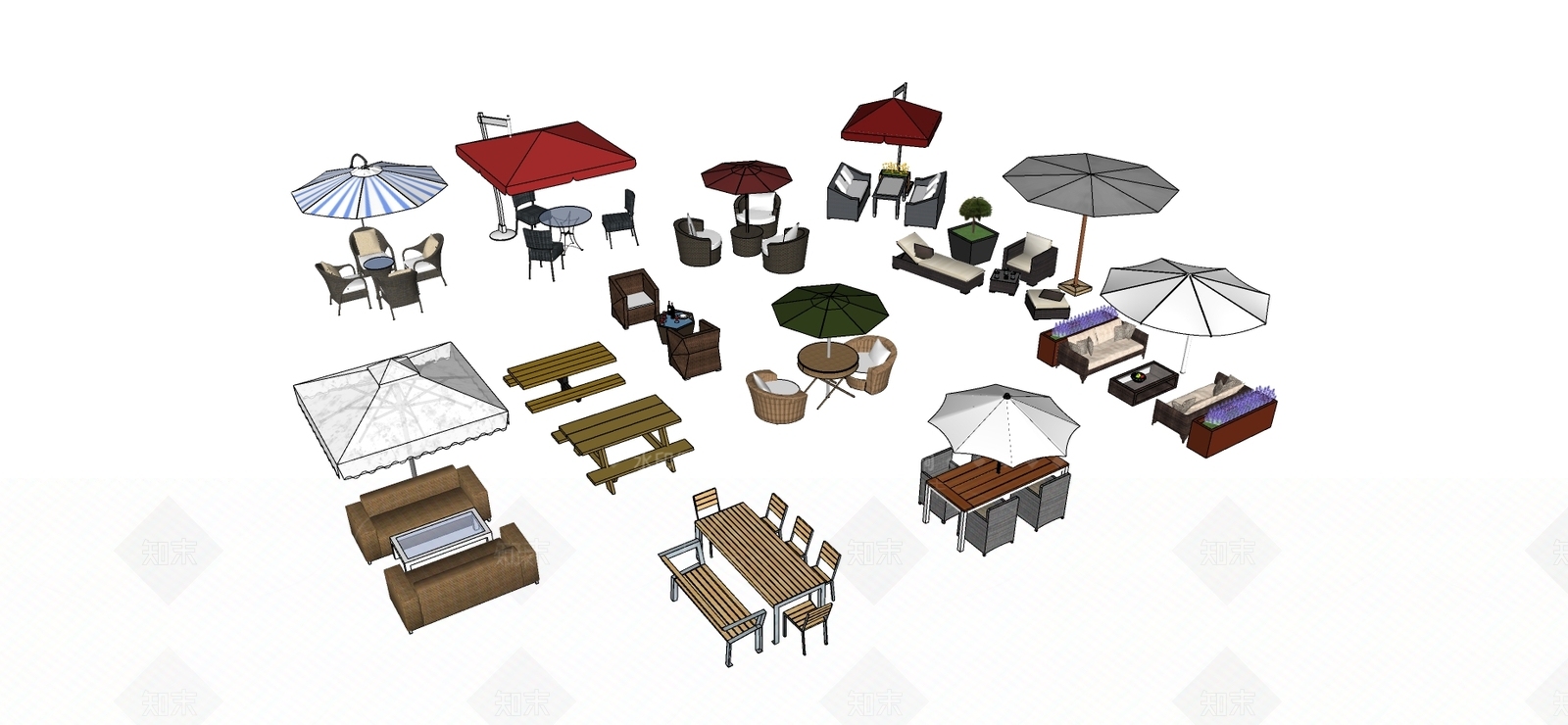 现代遮阳伞SU模型下载【ID:380650399】