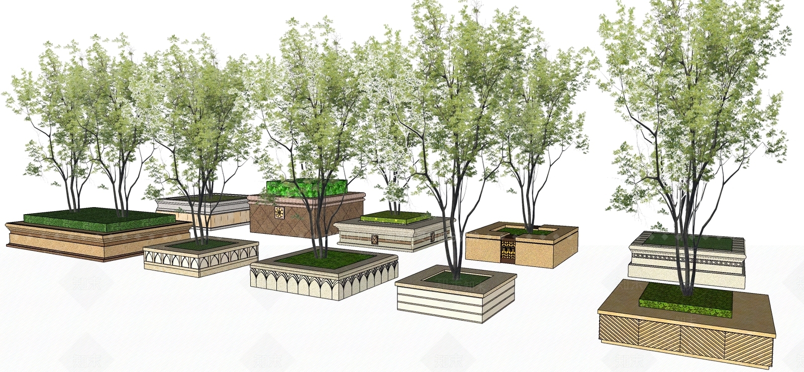 欧式风格树木SU模型下载【ID:380652358】