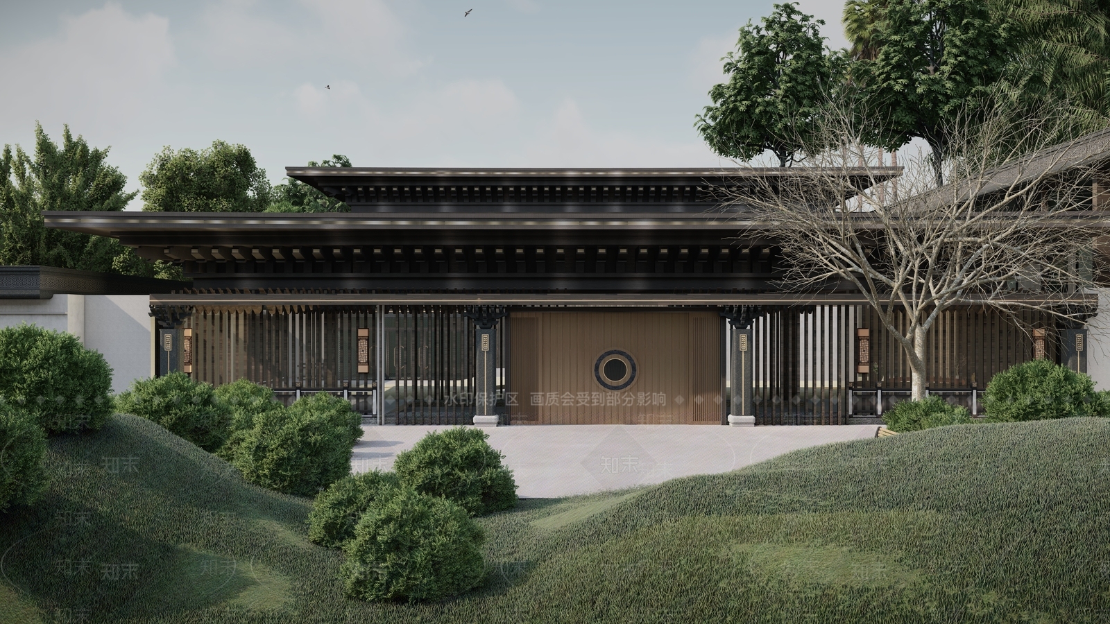 新中式商业建筑SU模型下载【ID:180670161】