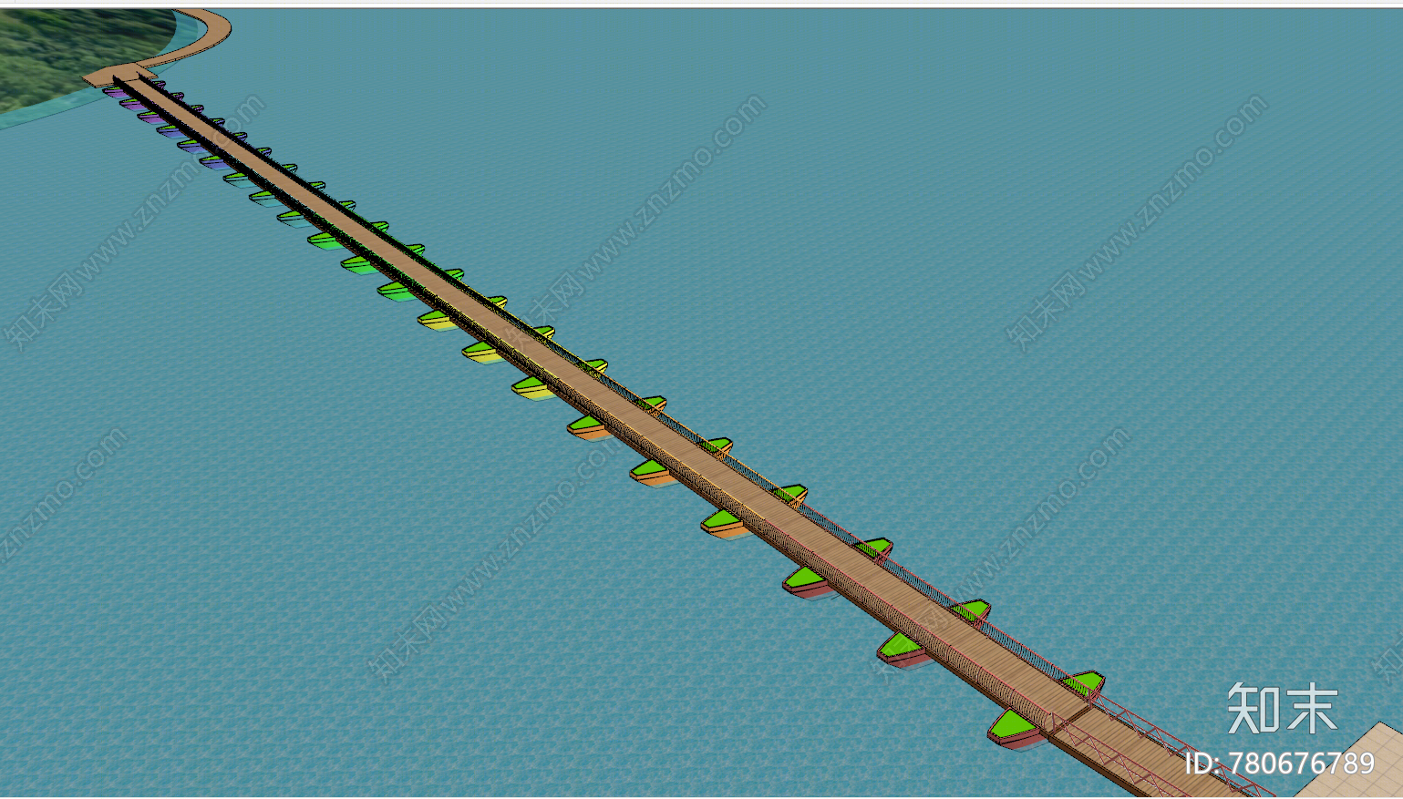 现代水上浮桥SU模型下载【ID:780676789】