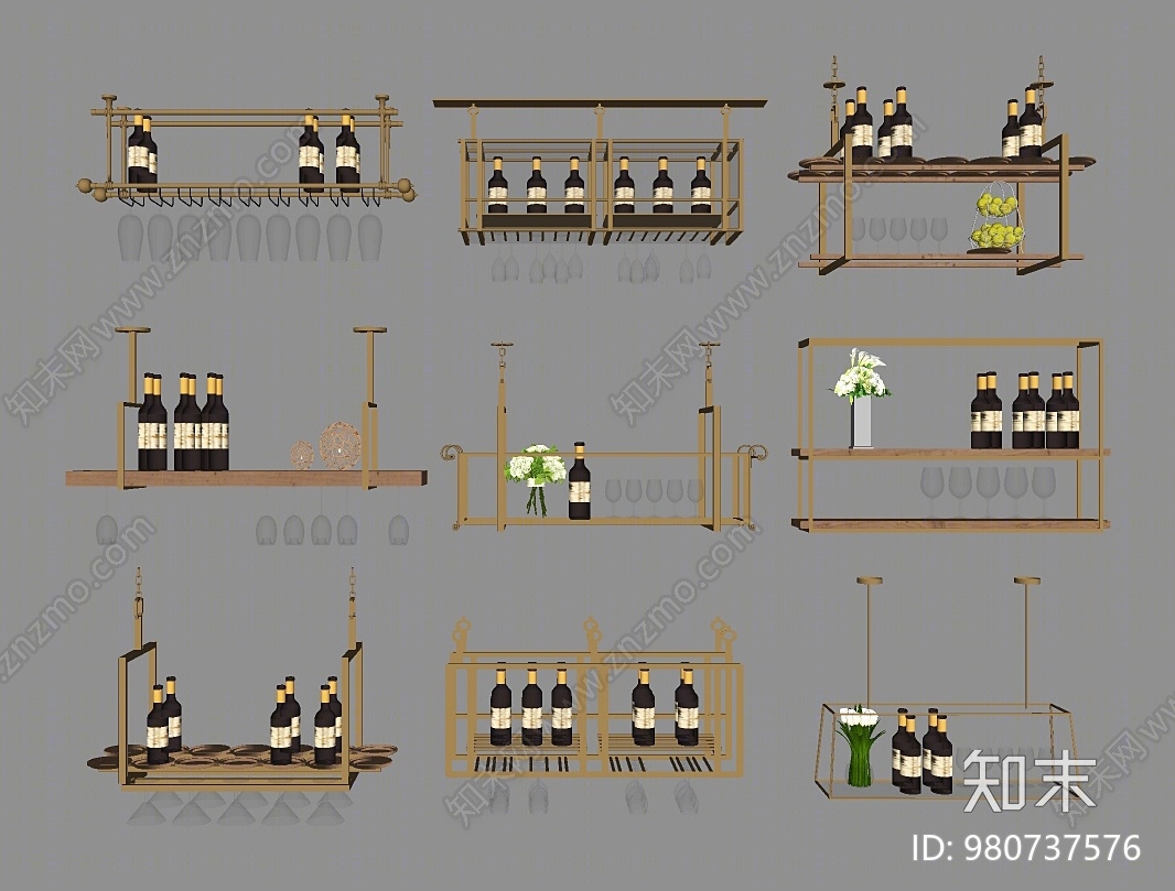 现代风格酒架SU模型下载【ID:980737576】