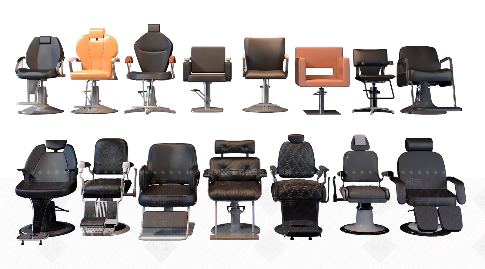 现代理发椅3D模型下载【ID:980762642】