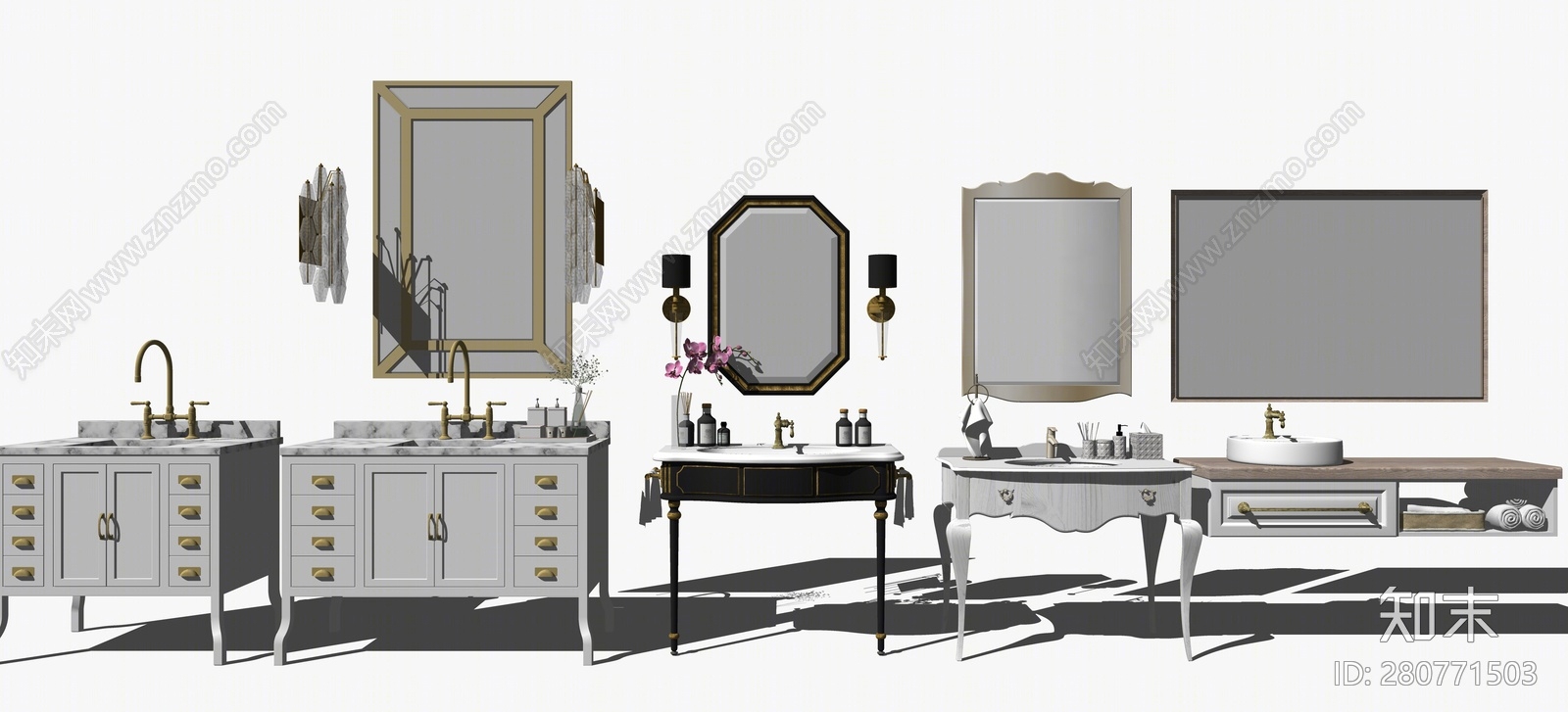 欧式浴室柜SU模型下载【ID:280771503】