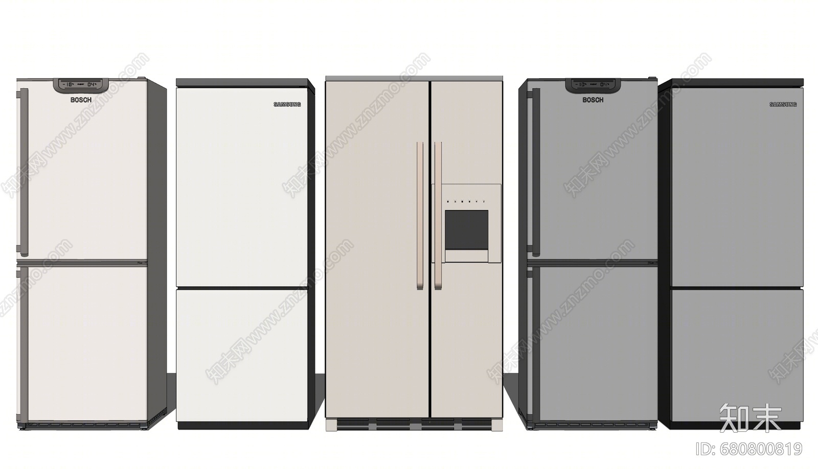 现代冰箱组合SU模型下载【ID:680800819】