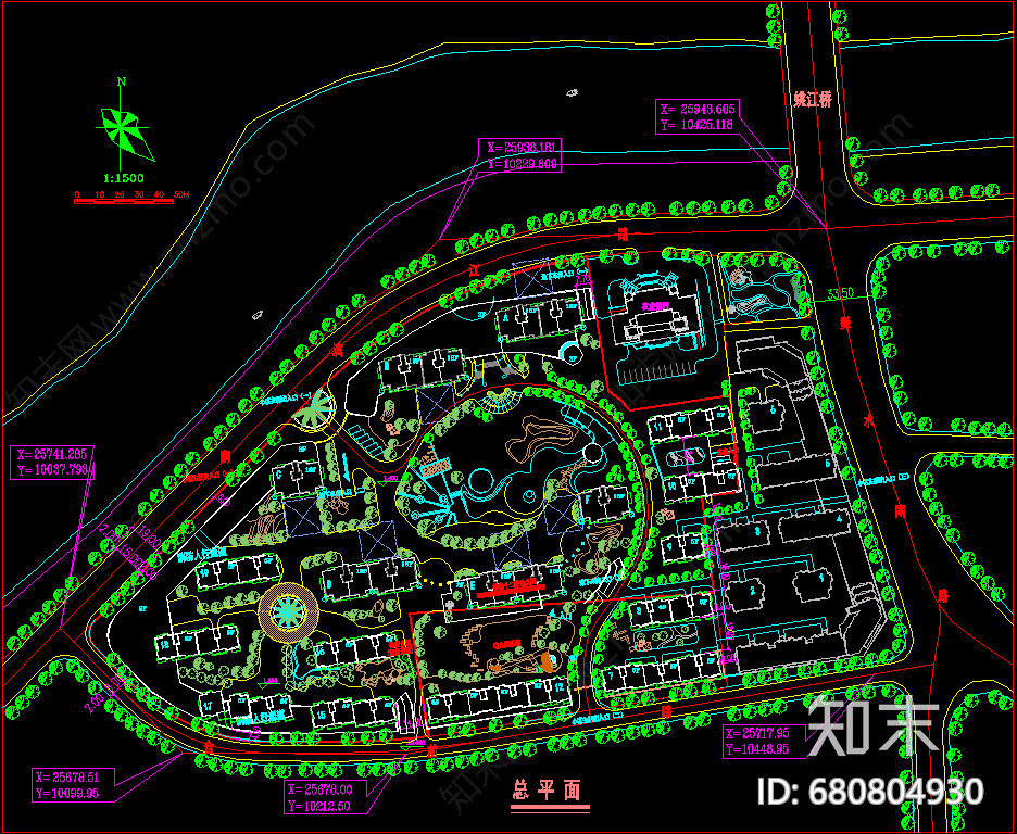 欧式简约鸿瑞花园住宅cad施工图下载【ID:680804930】