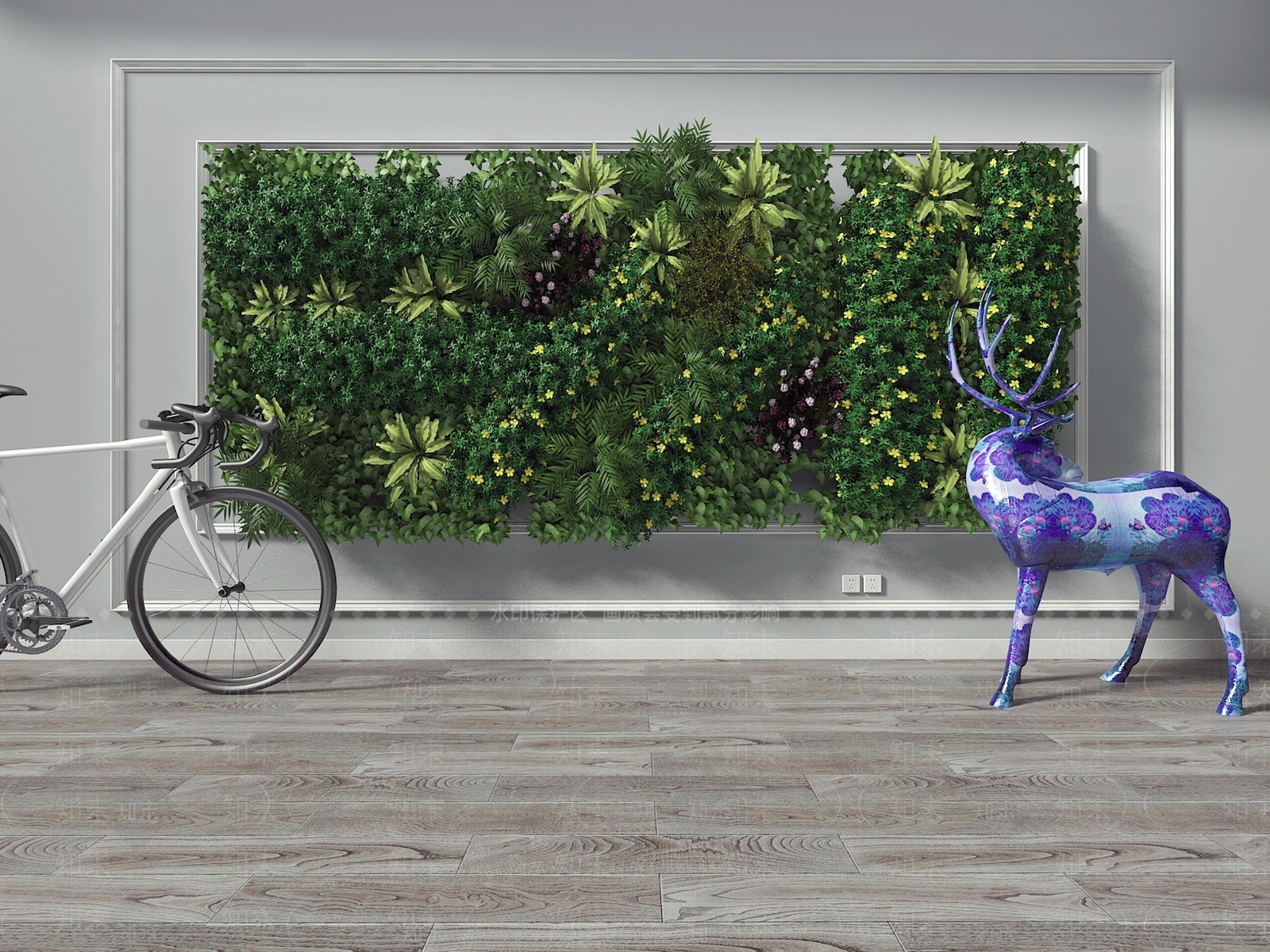 现代风格绿植墙3D模型下载【ID:480804215】