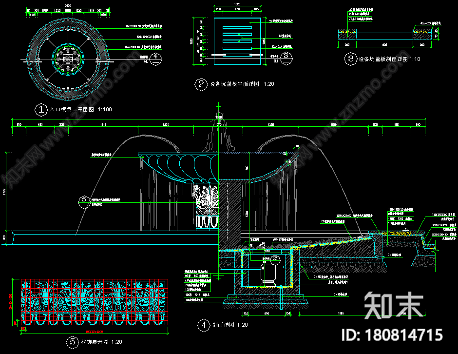 欧式古典喷泉景观cad施工图下载【ID:180814715】