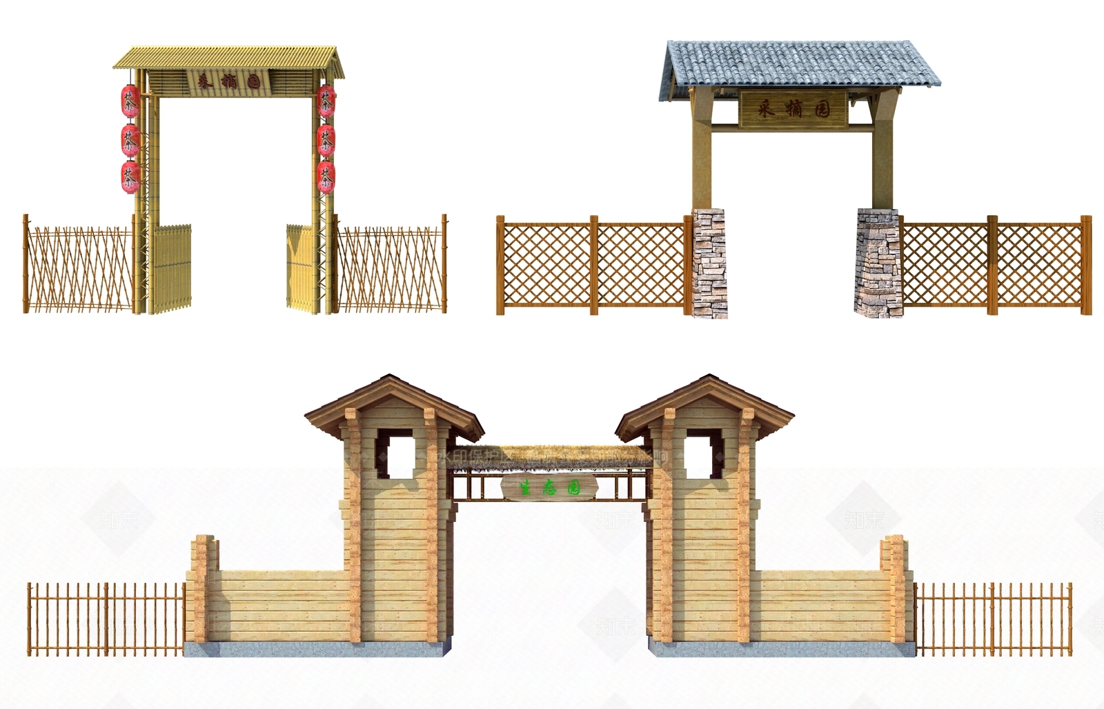 新中式生态园大门3D模型下载【ID:880825664】