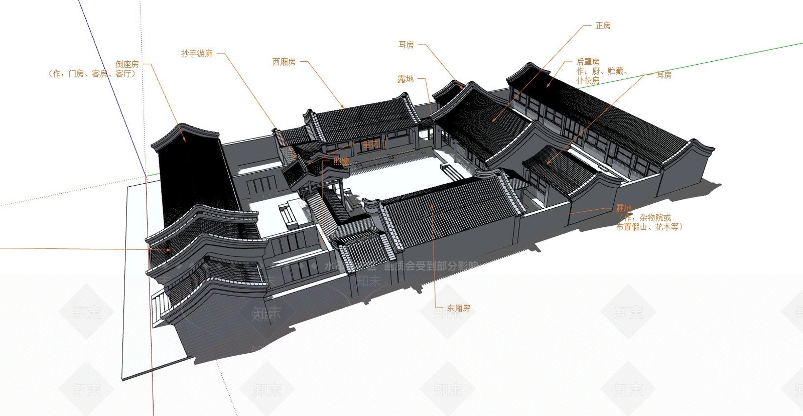 中式风格四合院SU模型下载【ID:380852217】