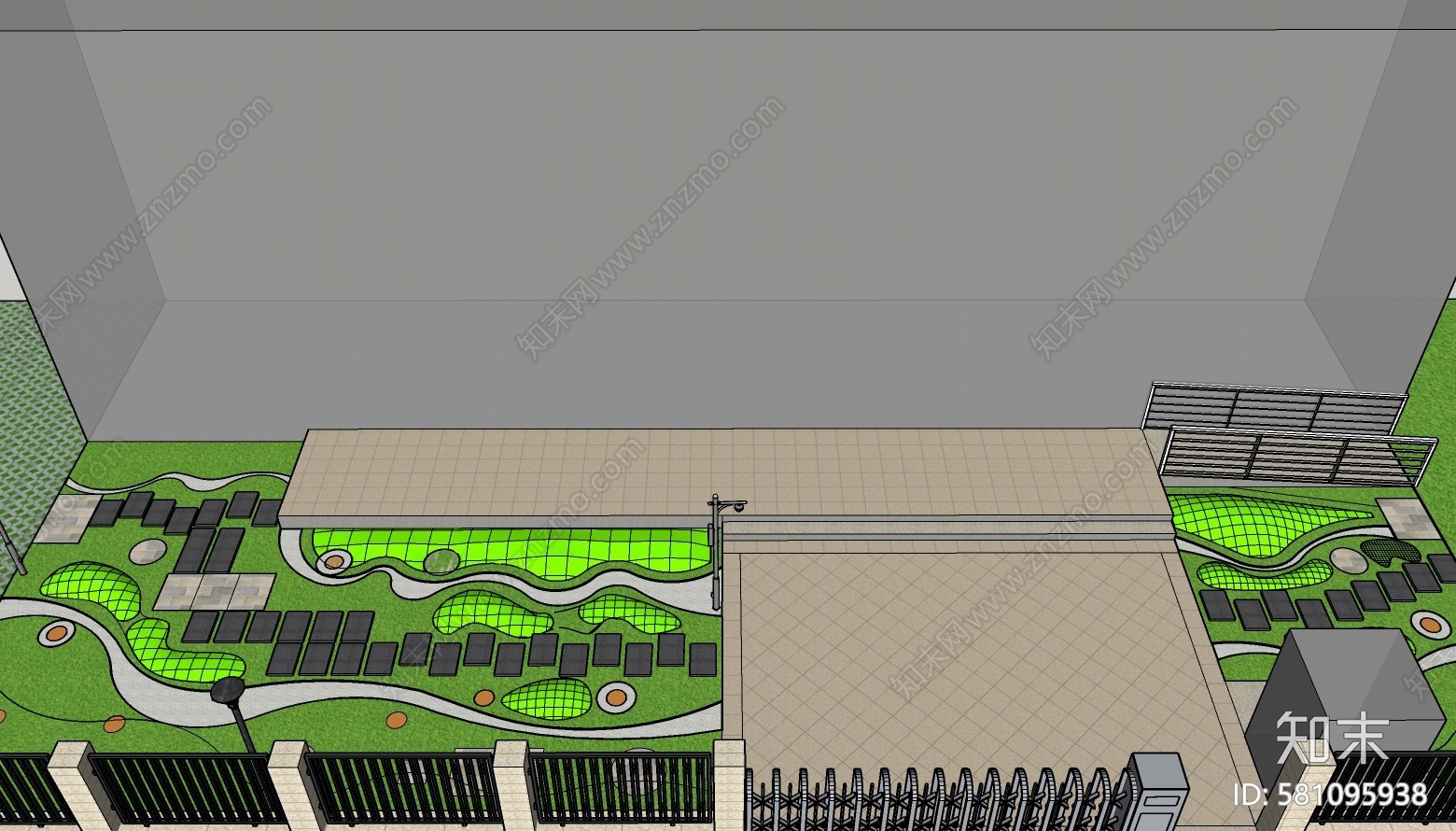 现代庭院景观SU模型下载【ID:581095938】