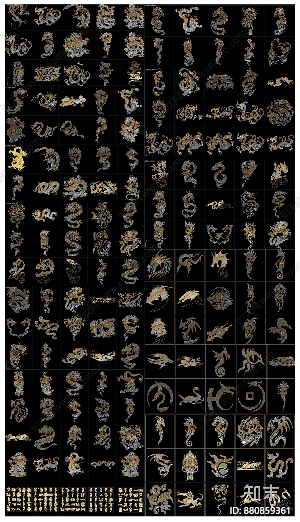 金色龙纹CAD施工图下载【ID:880859361】