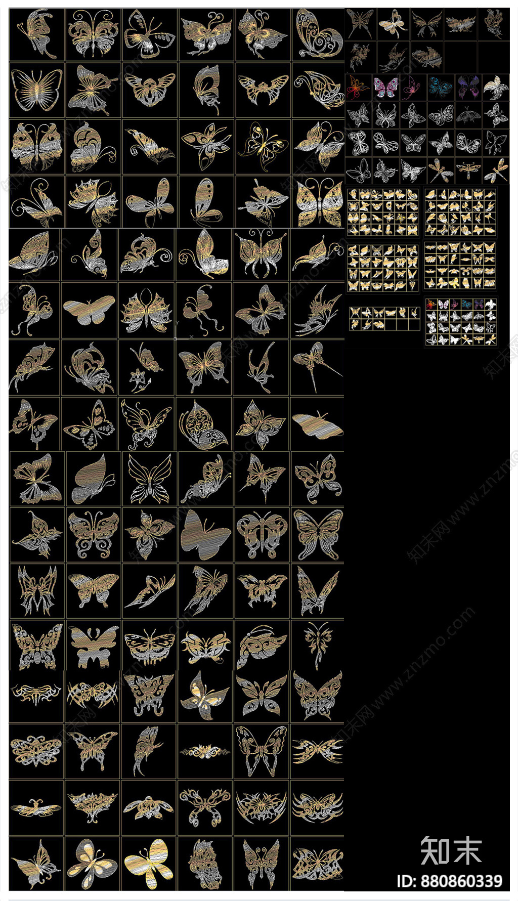 蝴蝶CAD图库施工图下载【ID:880860339】