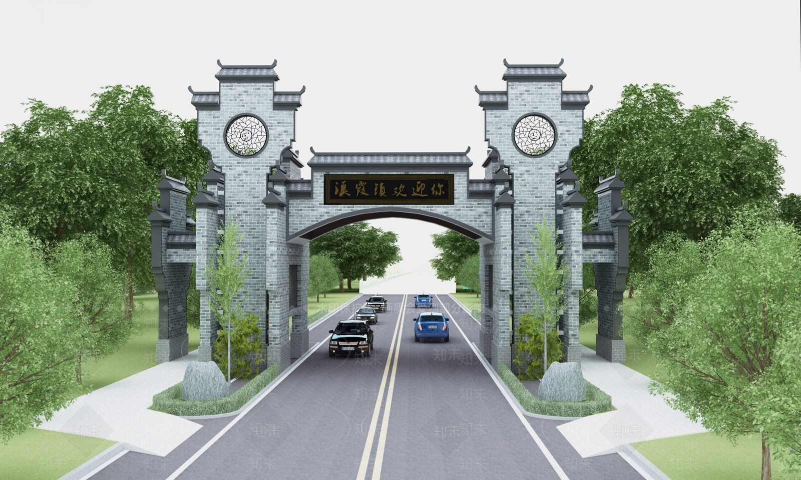 中式牌坊牌楼SU模型下载【ID:481081503】