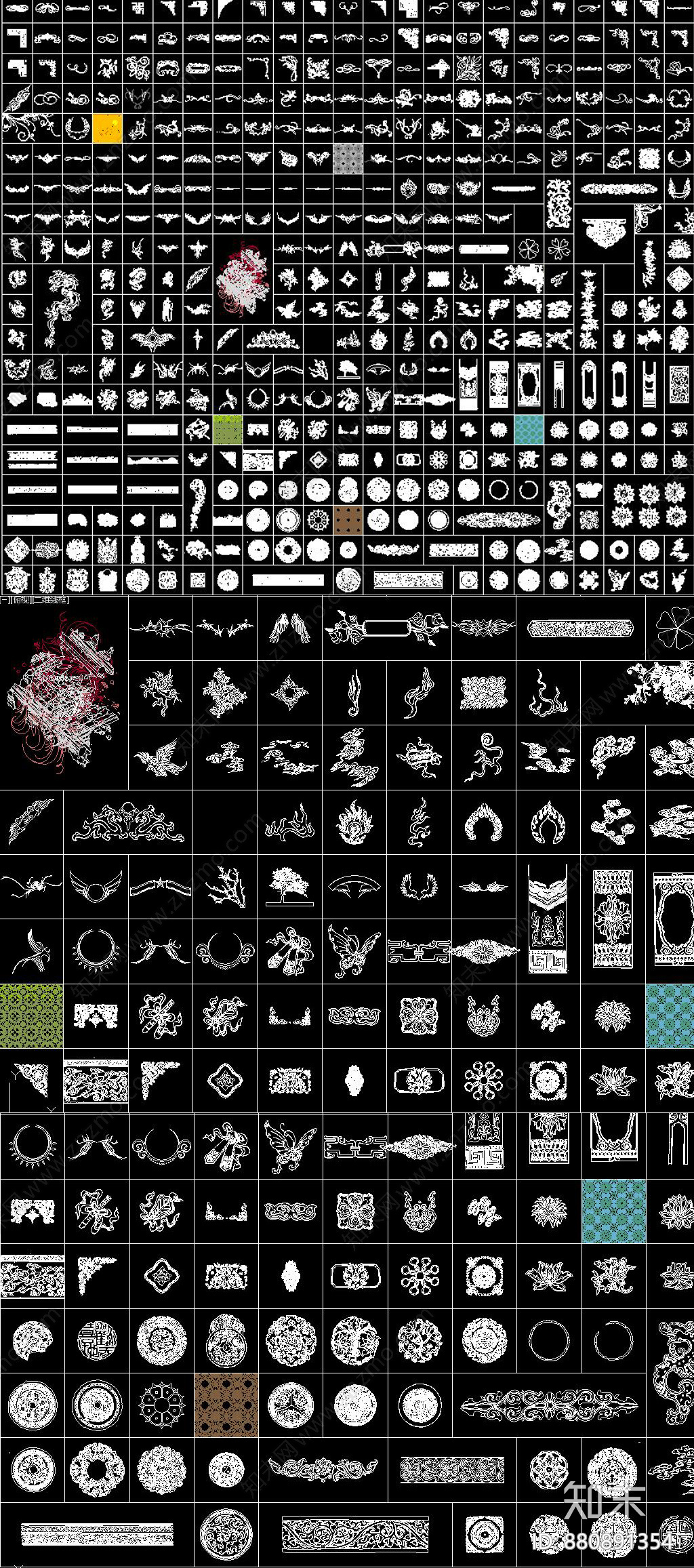 新中式花纹图案CAD图库施工图下载【ID:880891354】