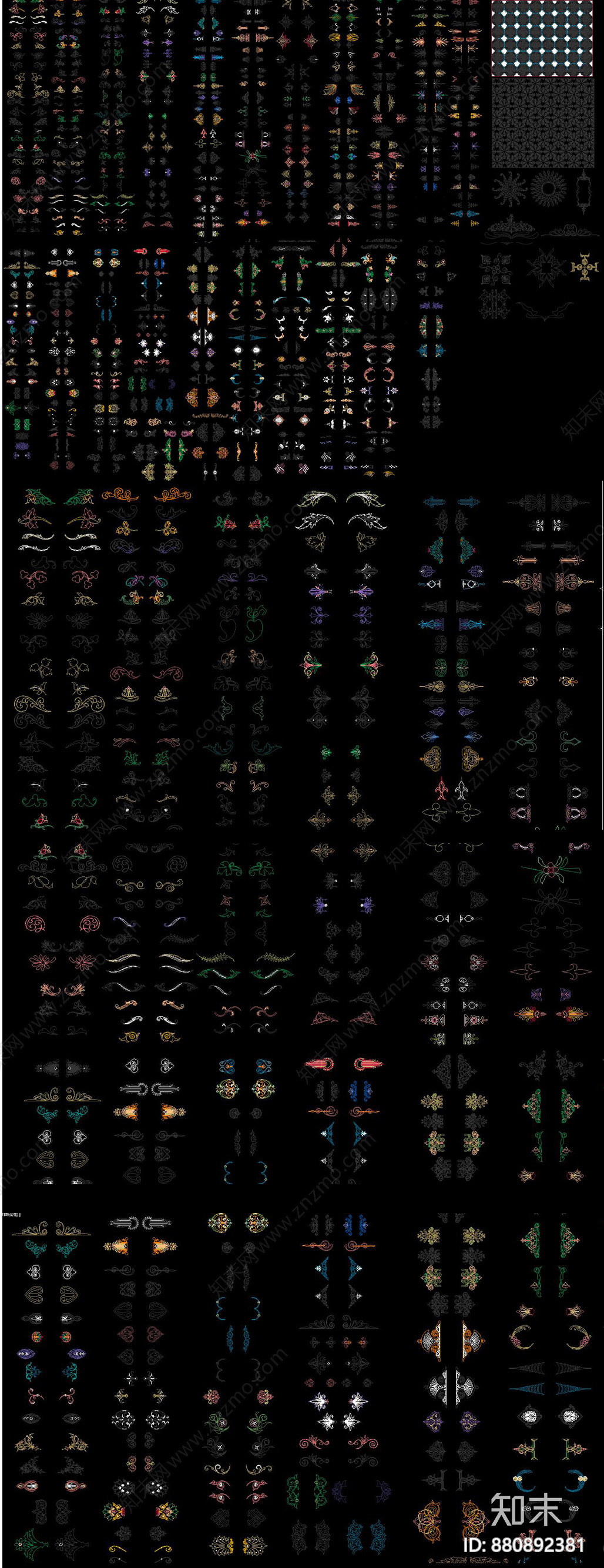 中式角花施工图下载【ID:880892381】