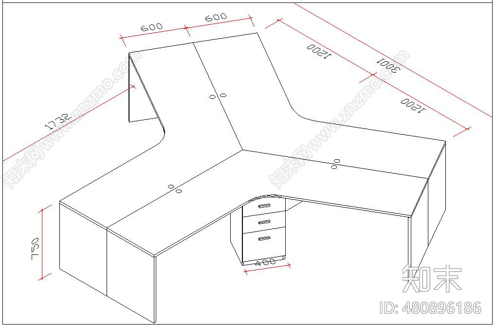 办公桌施工图下载【ID:480896186】