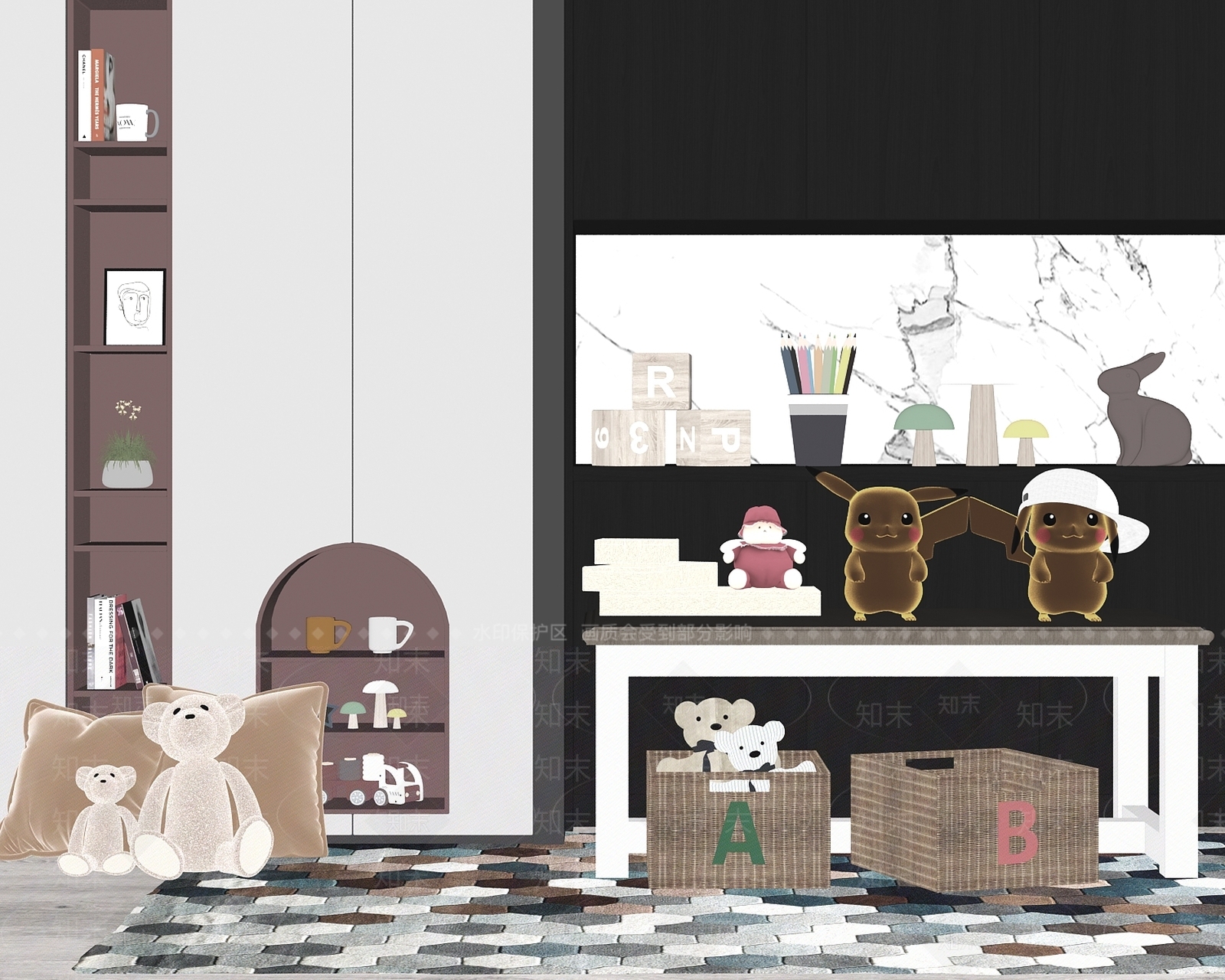 现代儿童玩具房SU模型下载【ID:480901677】