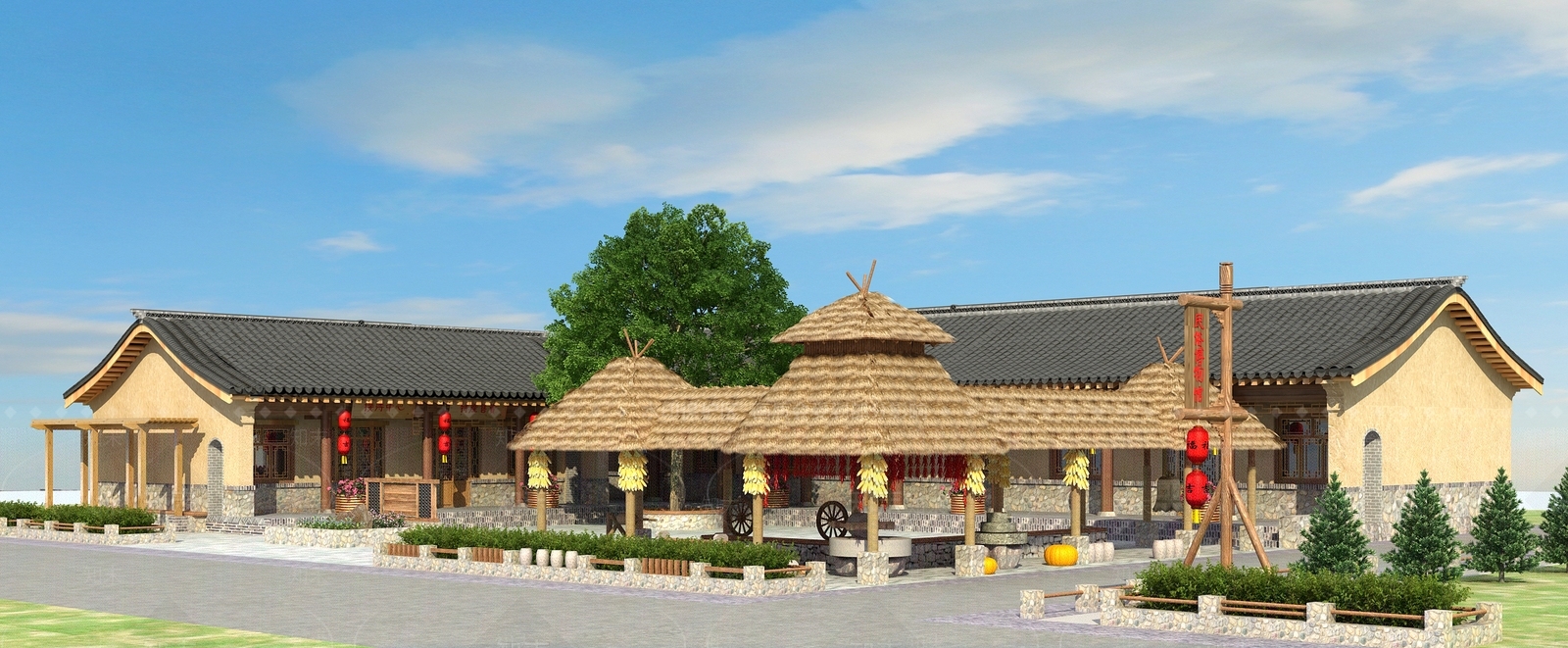 中式民宿3D模型下载【ID:581179482】