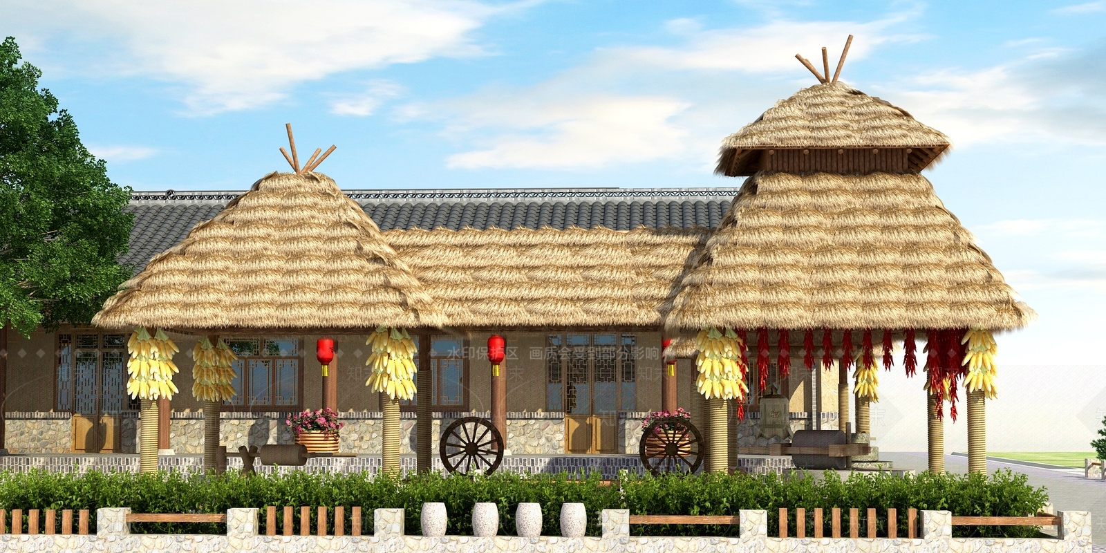 中式民宿3D模型下载【ID:581179482】
