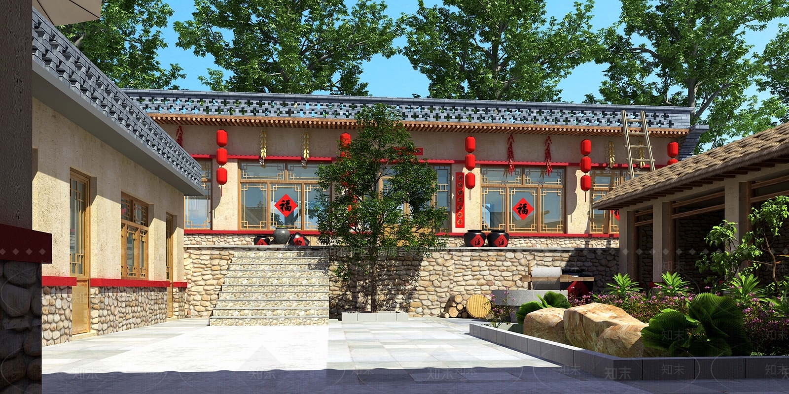 中式民宿3D模型下载【ID:581179477】
