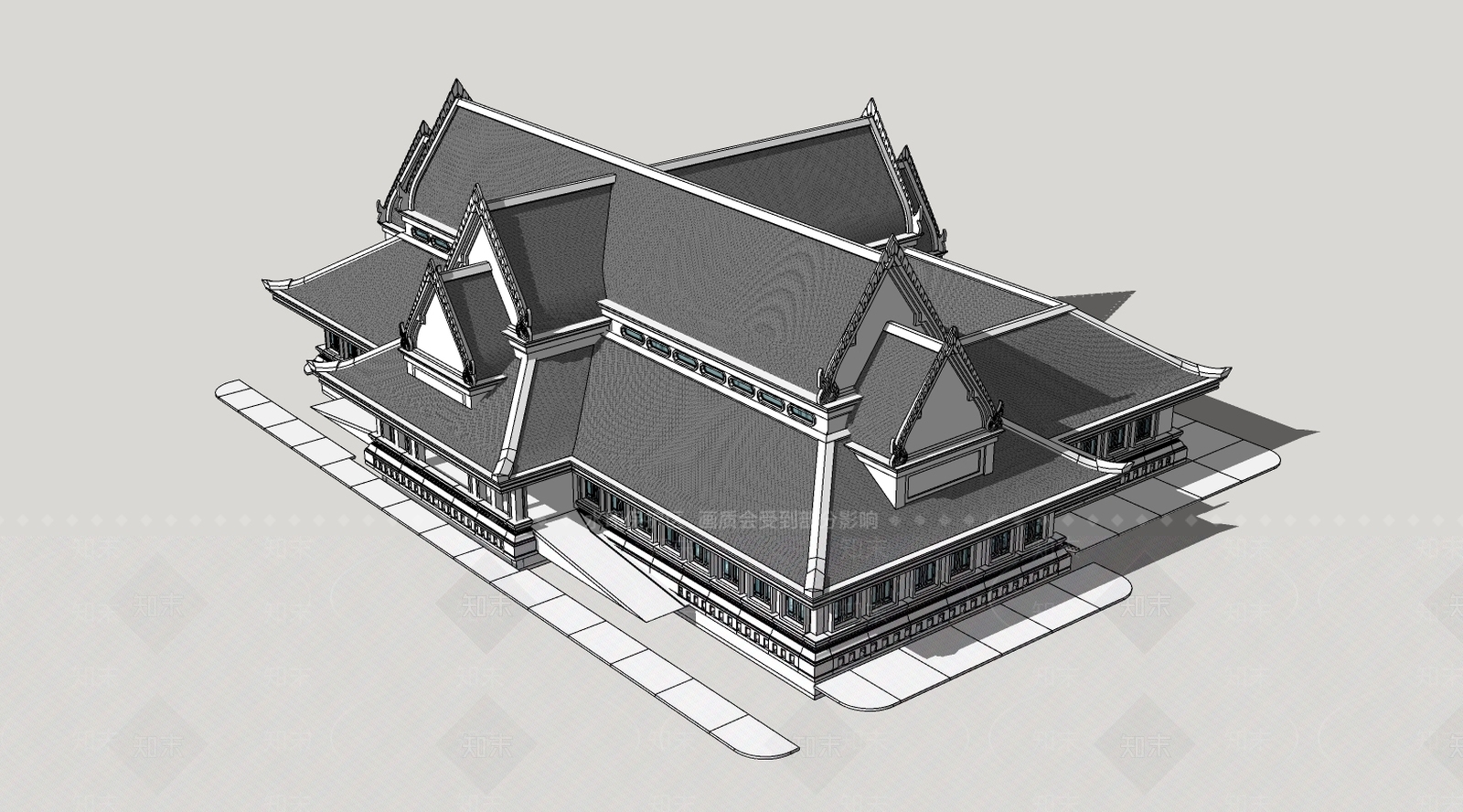 东南亚风格建筑SU模型下载【ID:880920413】