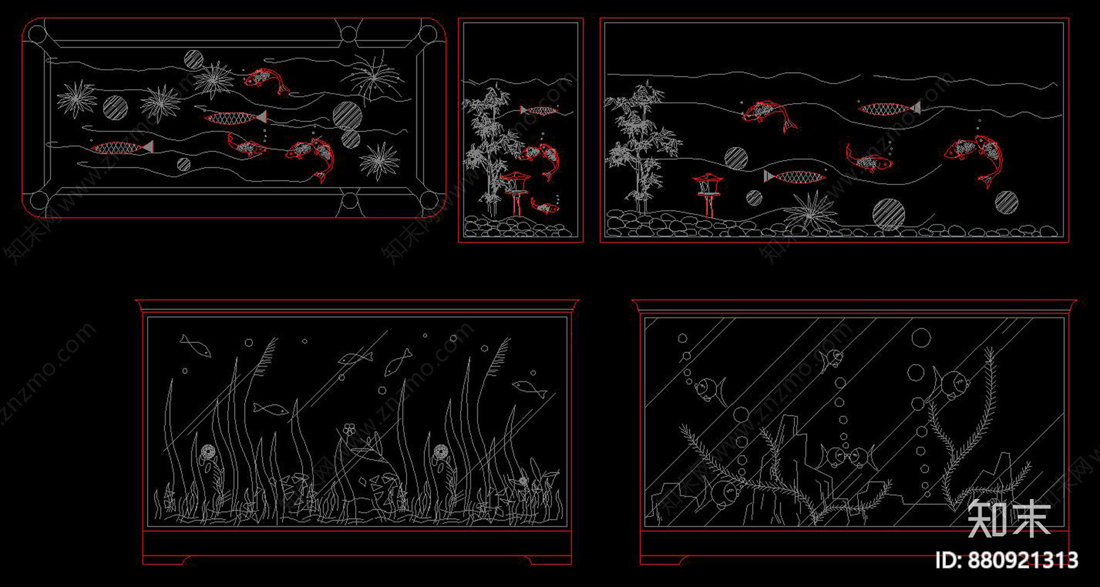 鱼缸水族箱CAD图库施工图下载【ID:880921313】